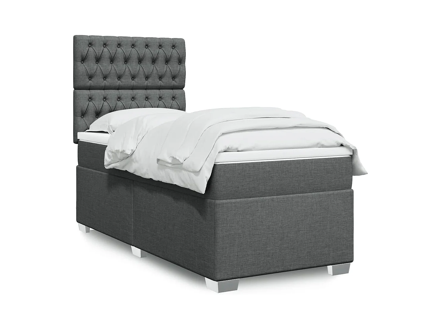 Cama com molas/colchão 90x200 cm tecido cinzento-escuro