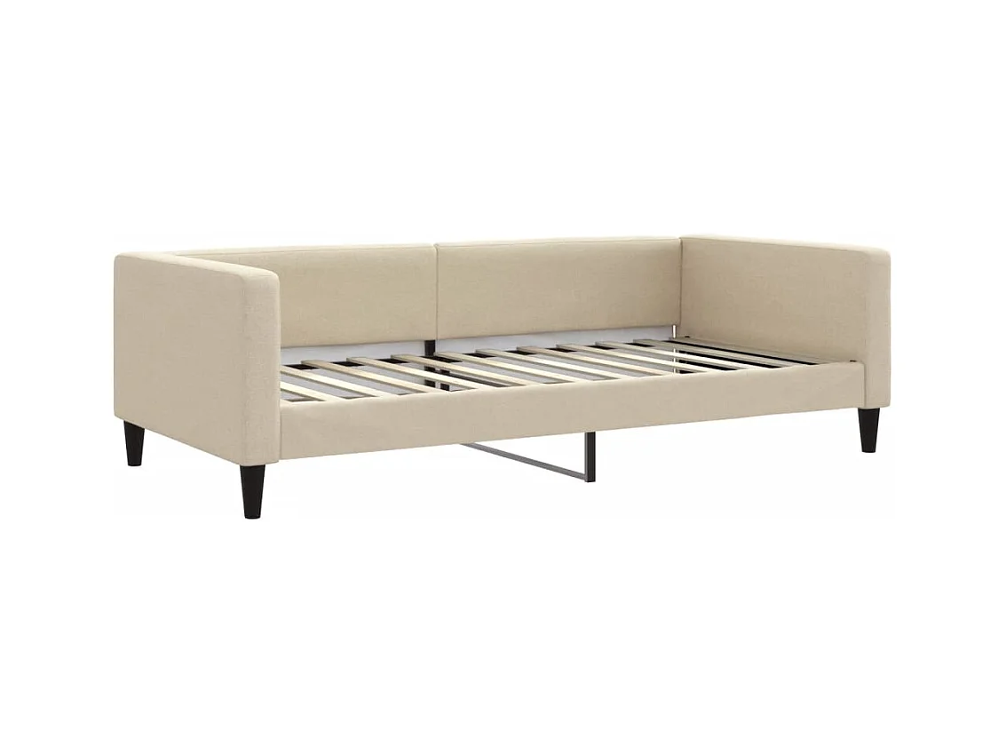 Tagesbett Ausziehbar Creme 100x200 cm Stoff