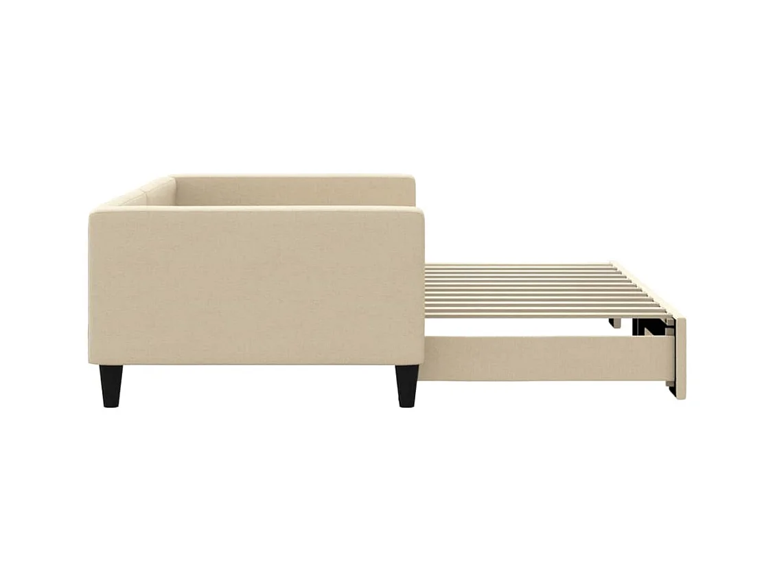 Lit de jour avec lit gigogne crème 100x200 cm tissu