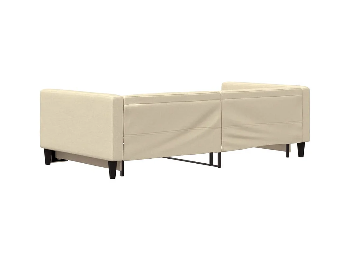 Lit de jour avec lit gigogne crème 100x200 cm tissu