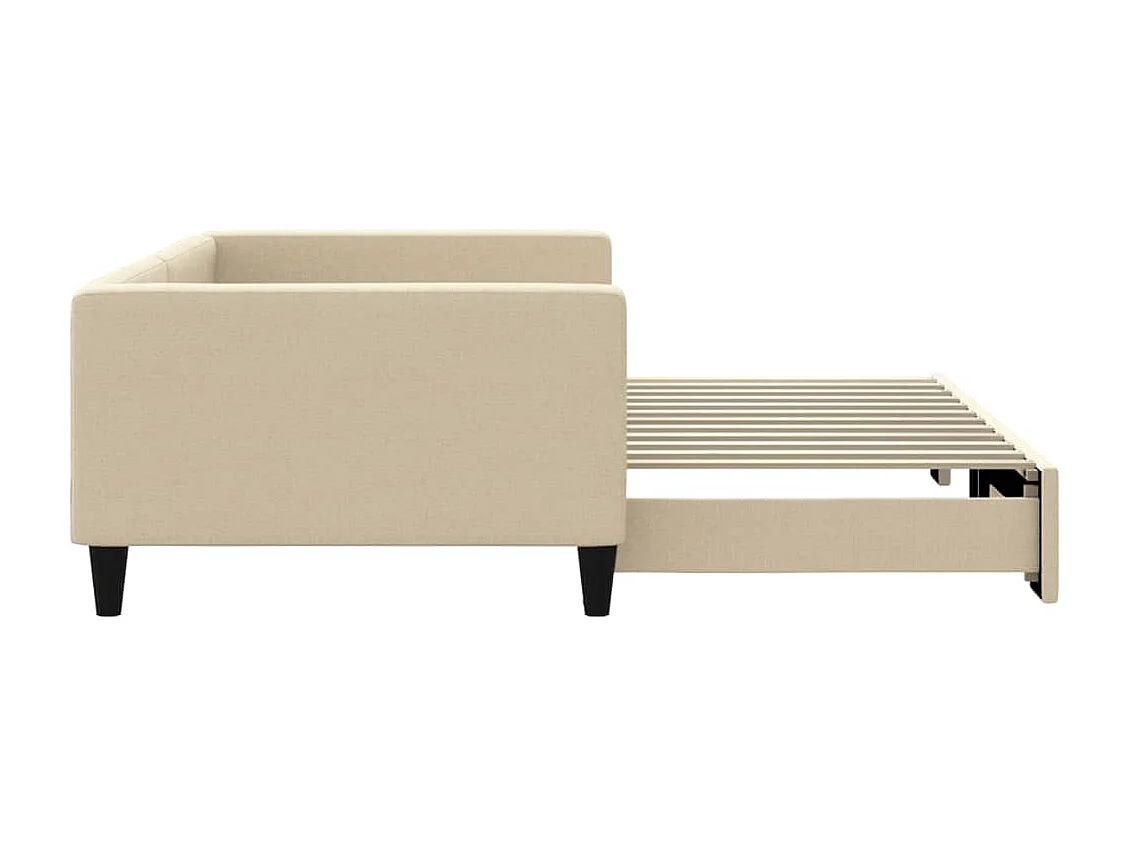 Tagesbett Ausziehbar Creme 100x200 cm Stoff