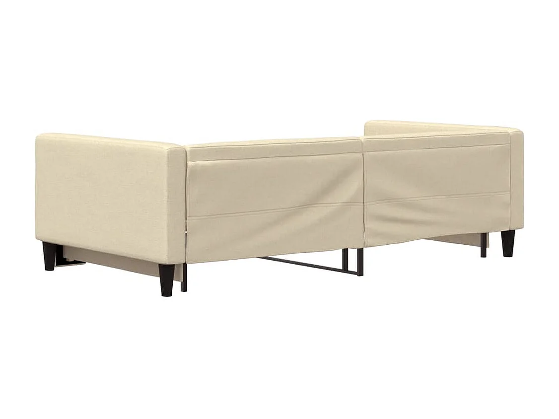 Tagesbett Ausziehbar Creme 100x200 cm Stoff