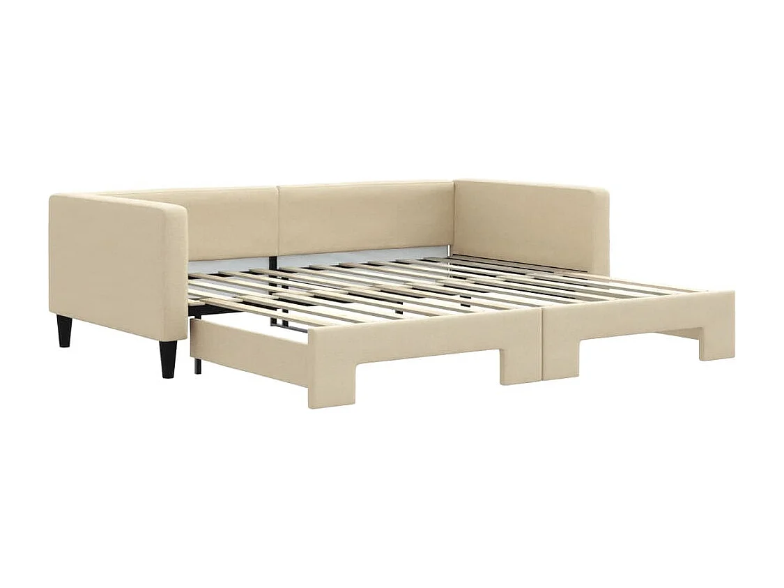 Tagesbett Ausziehbar Creme 100x200 cm Stoff