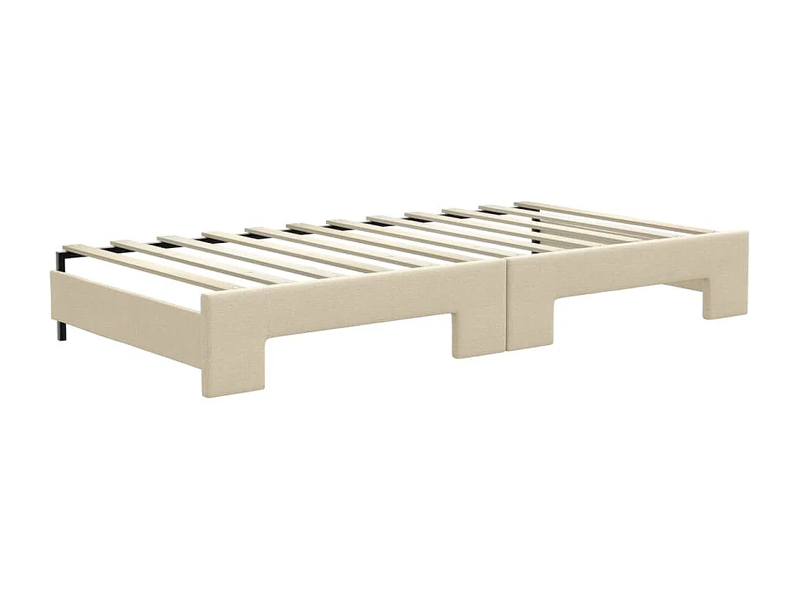 Tagesbett Ausziehbar Creme 100x200 cm Stoff