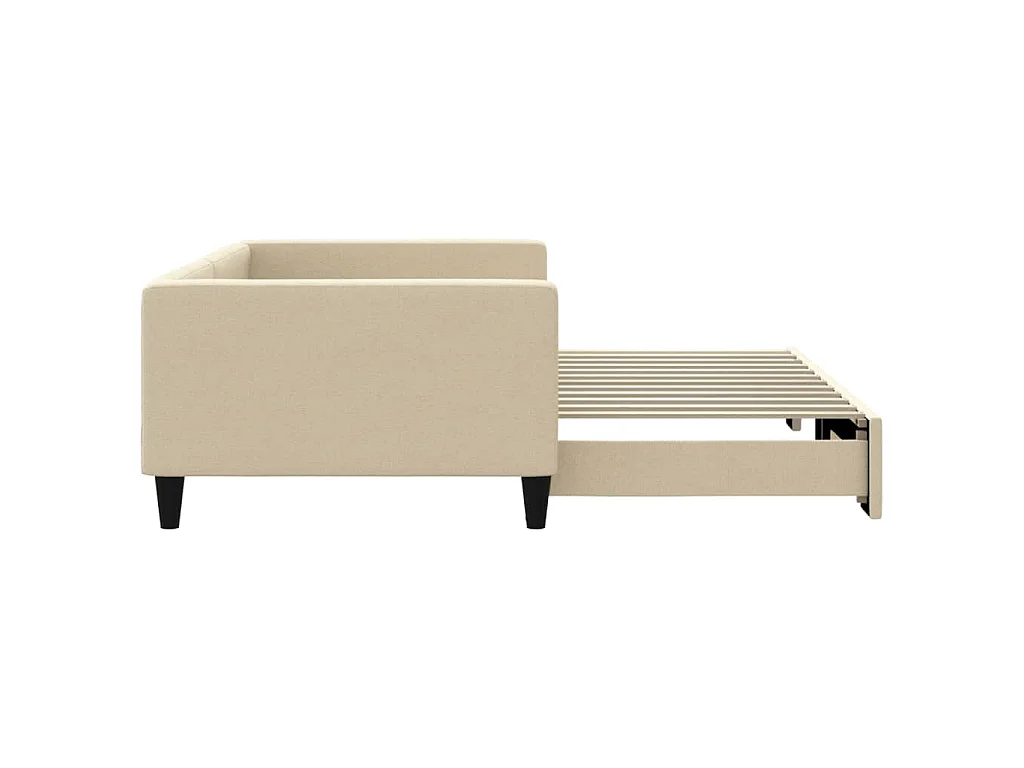 Lit de jour avec lit gigogne crème 100x200 cm tissu