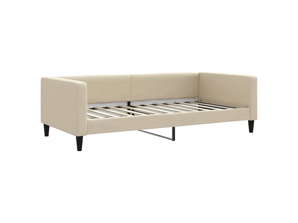 Lit de jour avec lit gigogne crème 100x200 cm tissu