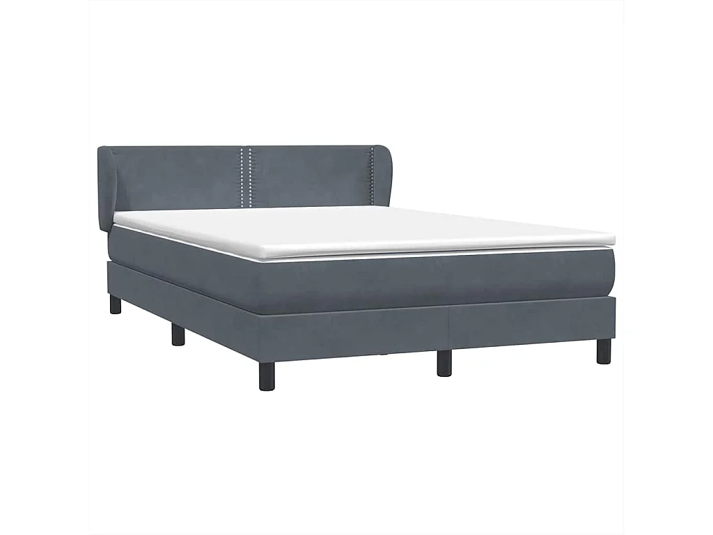 Cama box spring con colchón terciopelo gris oscuro 160x210 cm