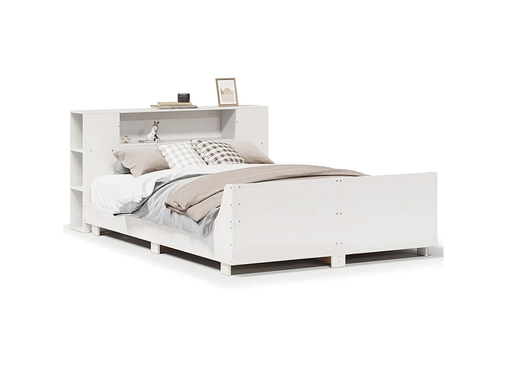 Cadre de lit sans matelas blanc 140x200 cm bois de pin massif
