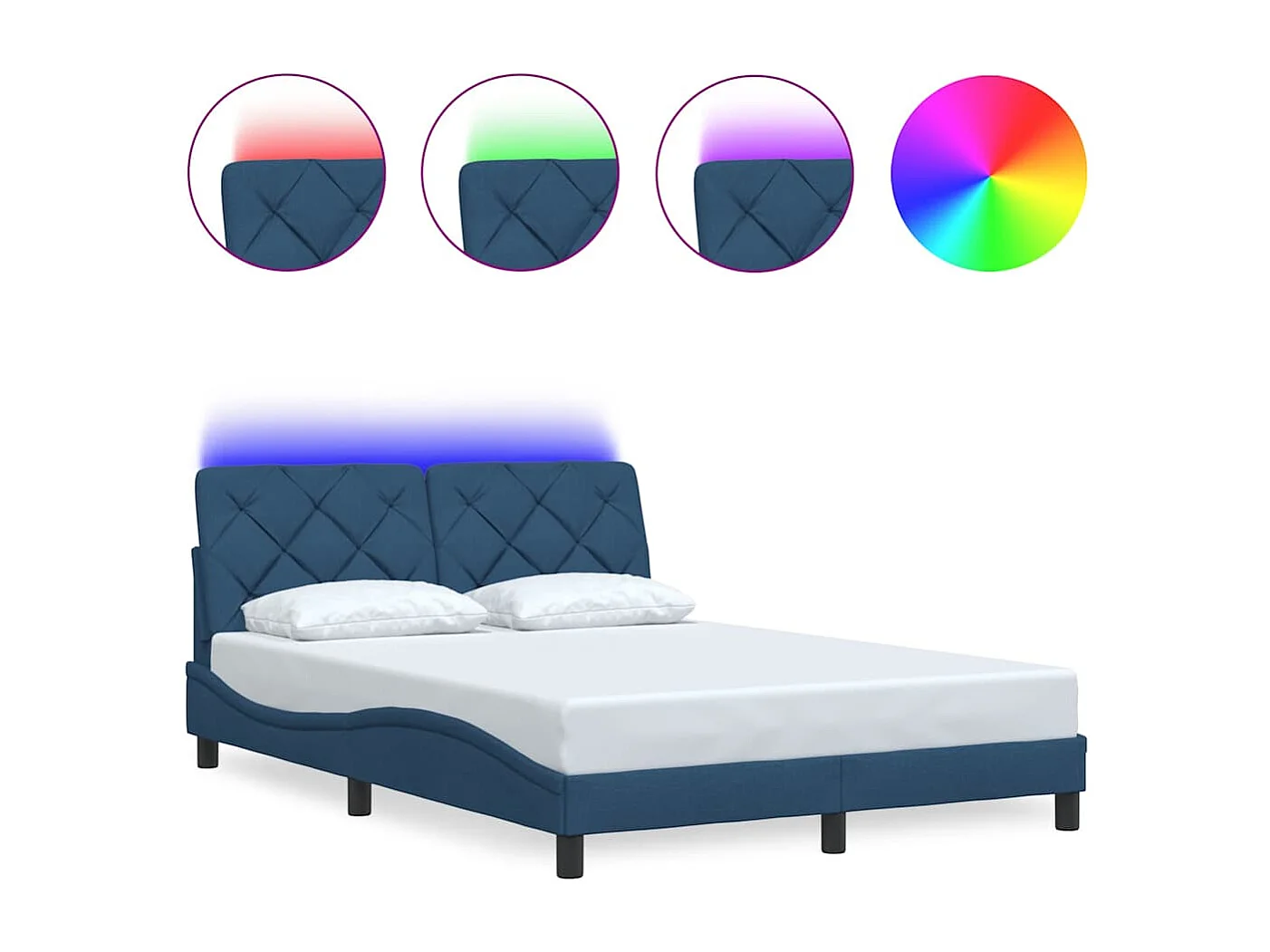 Giroletto con LED senza Materasso Blu 140x190 cm in Tessuto