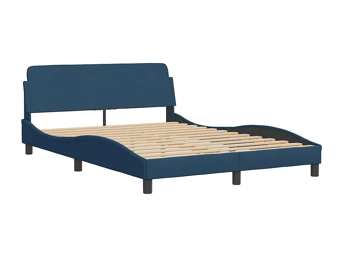 Bettgestell mit LED ohne Matratze Blau 140x190 cm Stoff