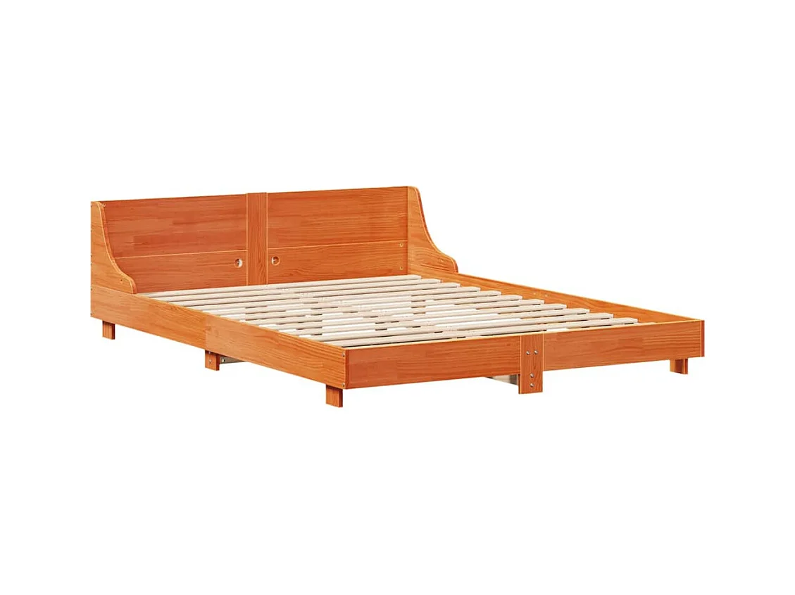 Bedframe zonder matras massief grenenhout wasbruin 140x200 cm
