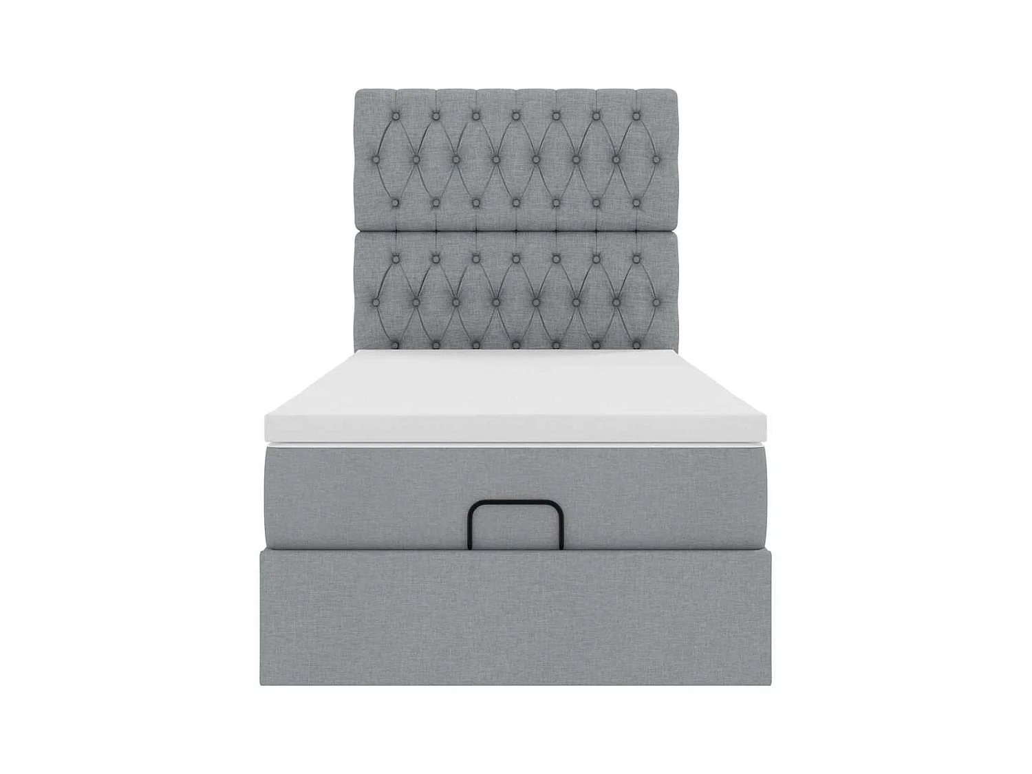 Pouf Letto con Materasso Grigio Chiaro 90x200 cm in Tessuto