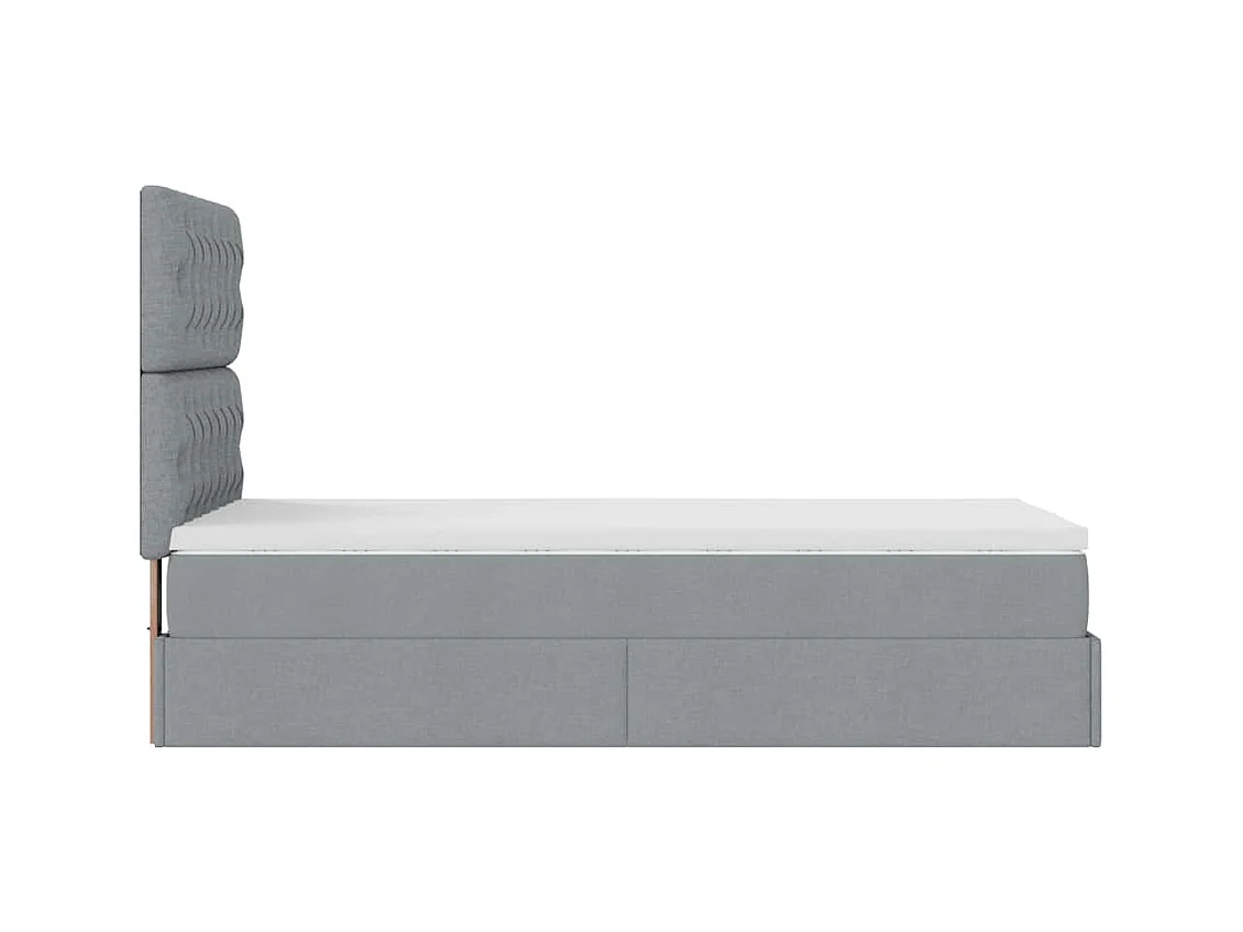 Pouf Letto con Materasso Grigio Chiaro 90x200 cm in Tessuto