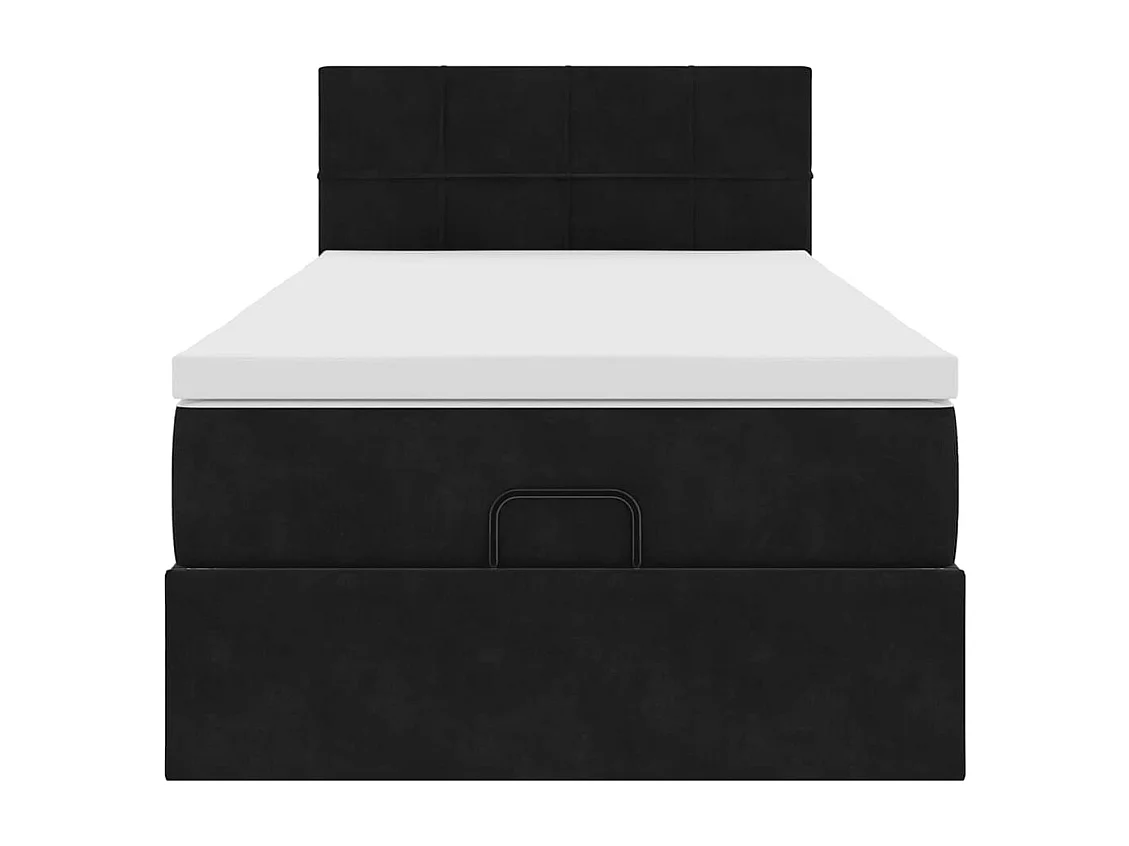 Ottoman bed met matras 90x200cm fluweel zwart