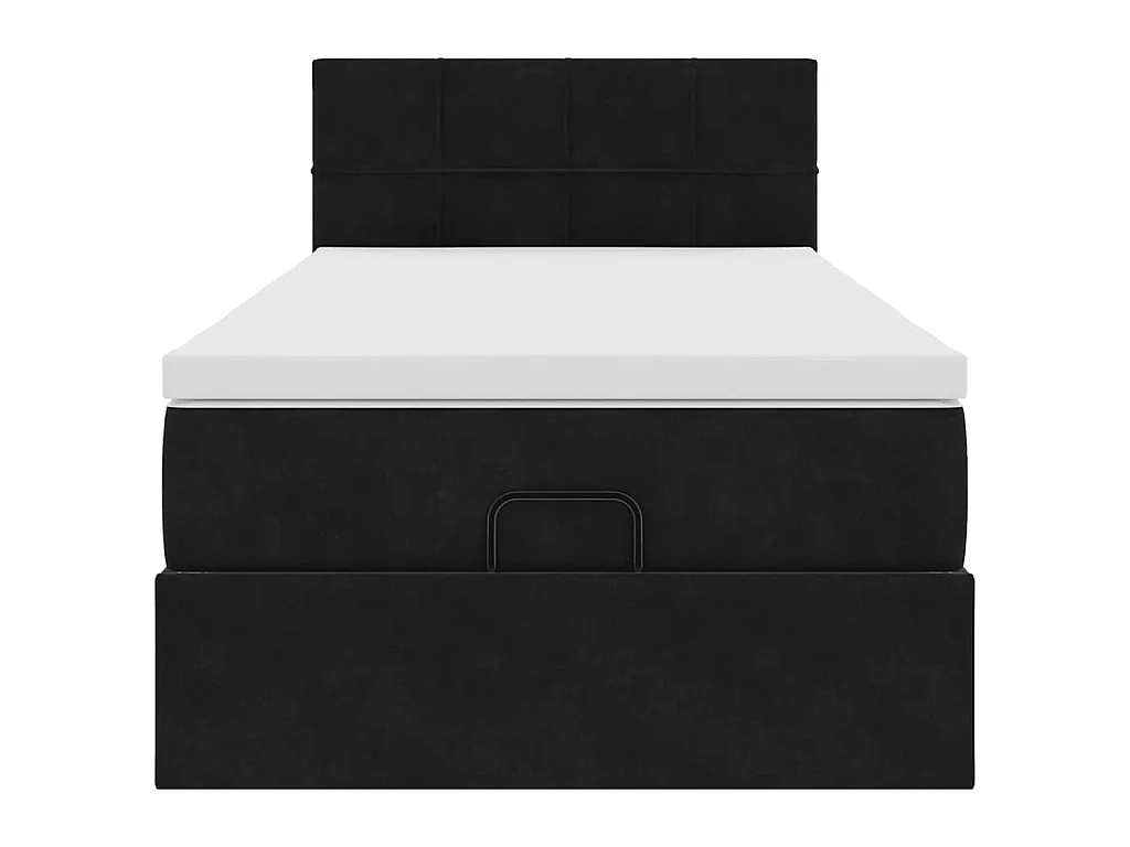 Estructura cama otomana colchón terciopelo negro 90x200 cm