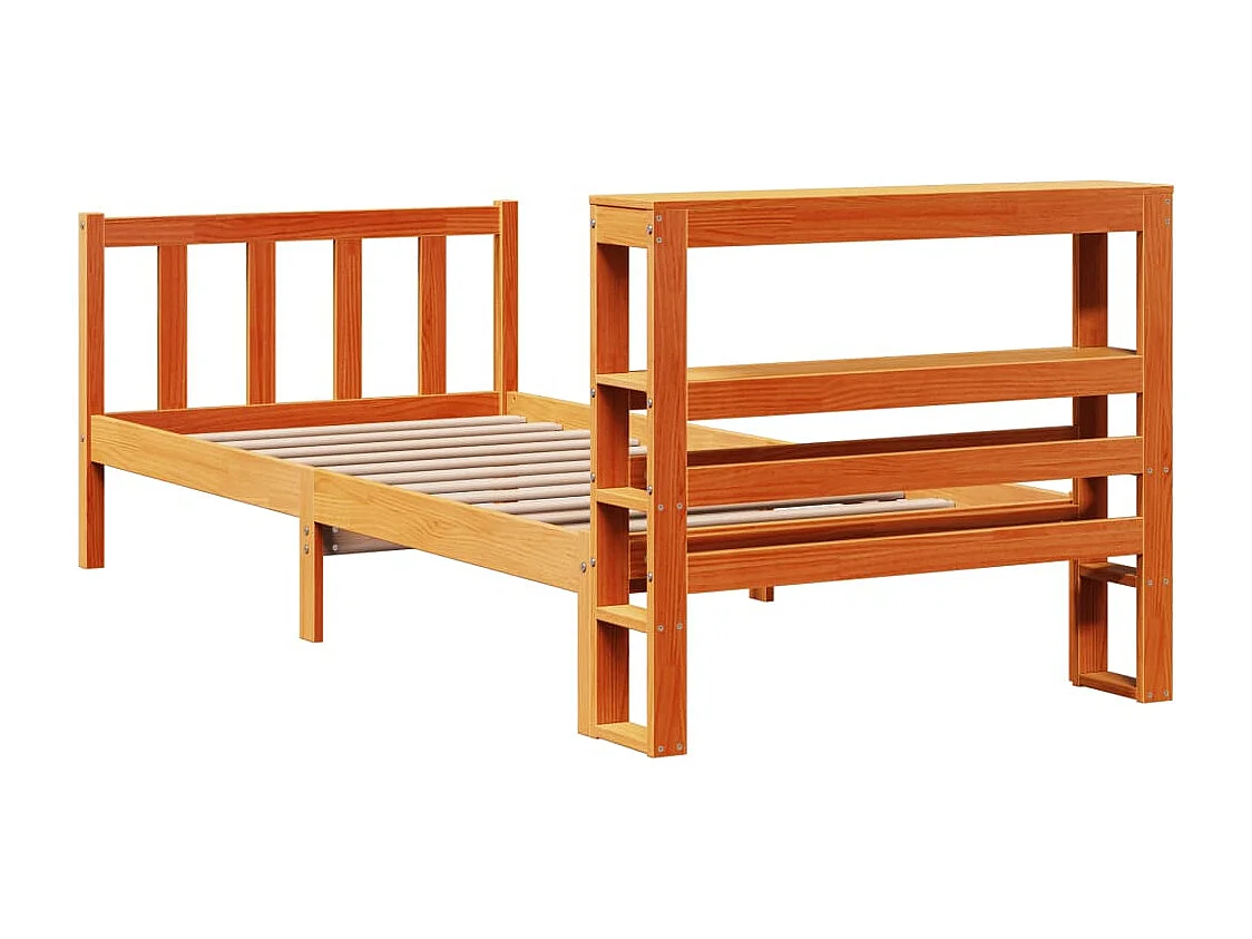 Cadre de lit avec tête de lit sans matelas cire marron 90x200cm