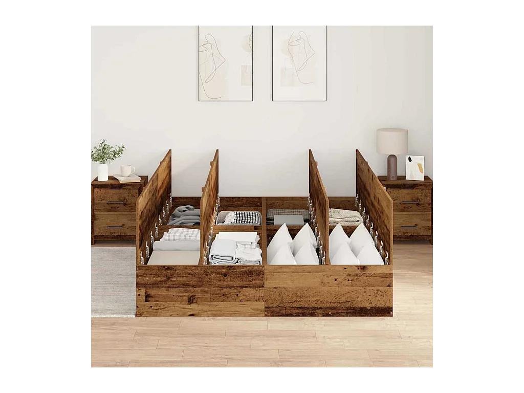 Cadre de lit Bois ancien 140 x 200 cm Bois d'ingénierie