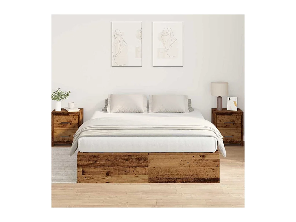 Cadre de lit Bois ancien 140 x 200 cm Bois d'ingénierie