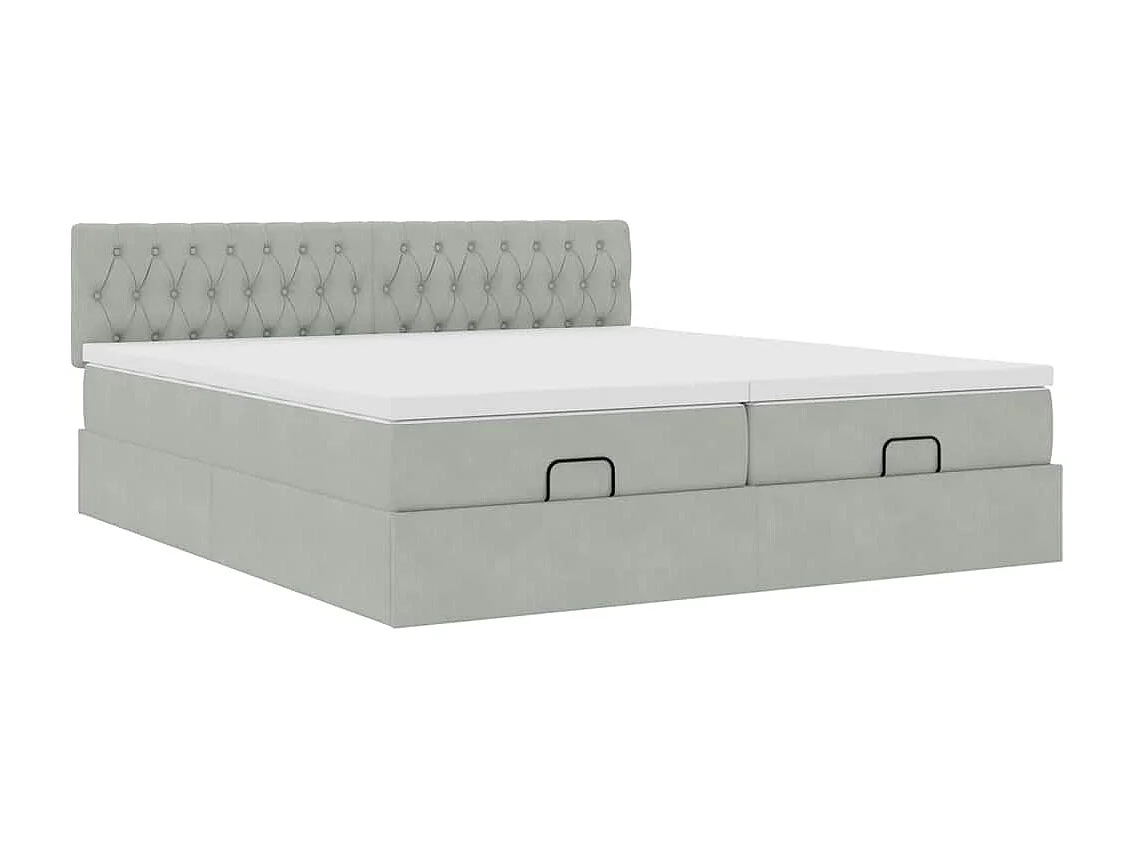 Ottoman-Bett mit Matratzen Hellgrau 180x200 cm Samt