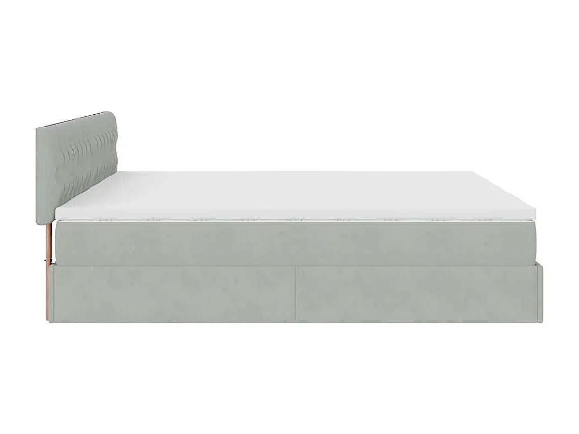 Cadre de lit ottoman et matelas gris clair 180x200cm velours