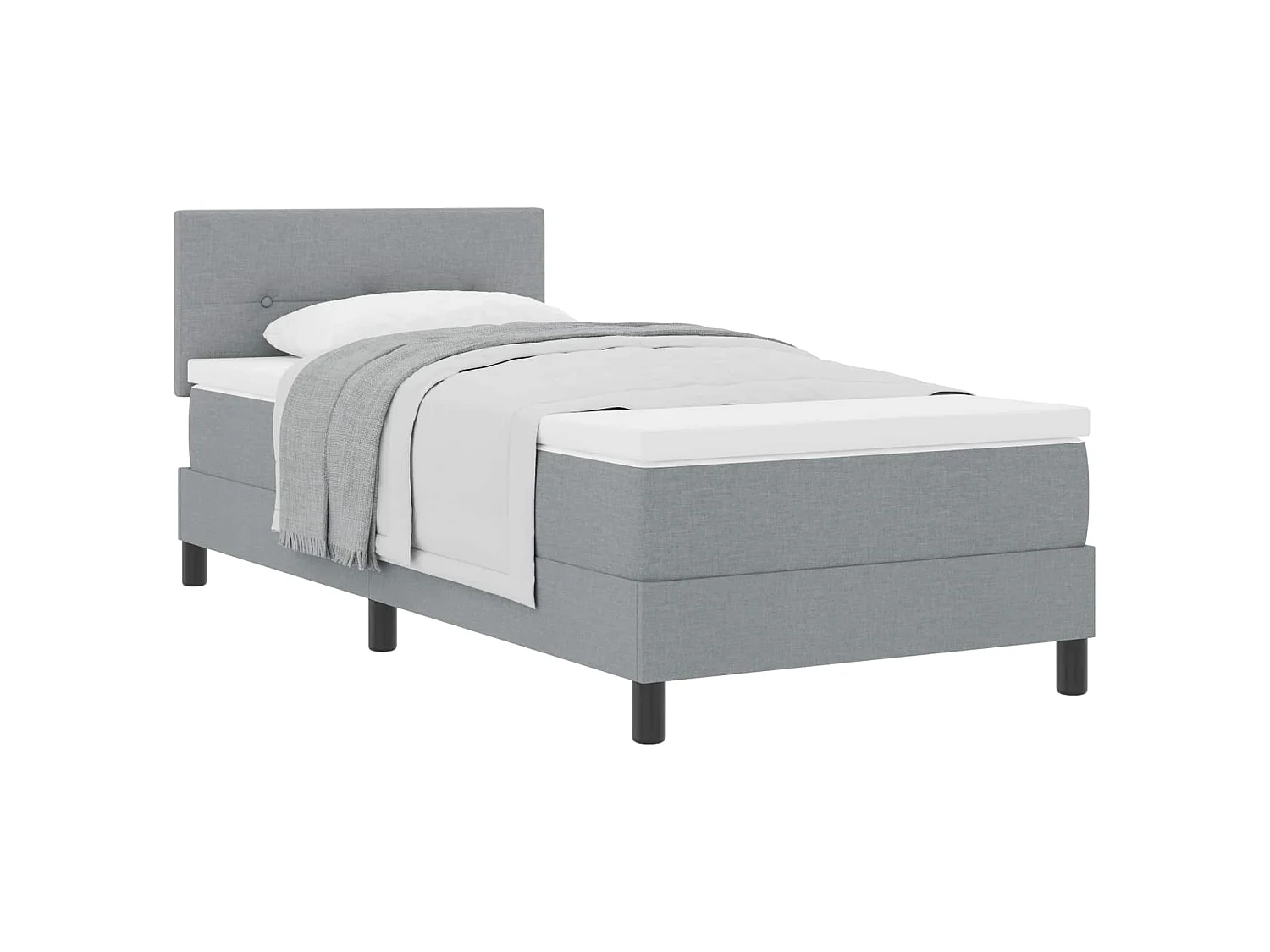 Letto a molle con testiera Grigio chiaro 90 x 190 cm Tessuto