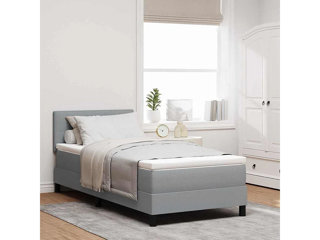Letto a molle con testiera Grigio chiaro 90 x 190 cm Tessuto