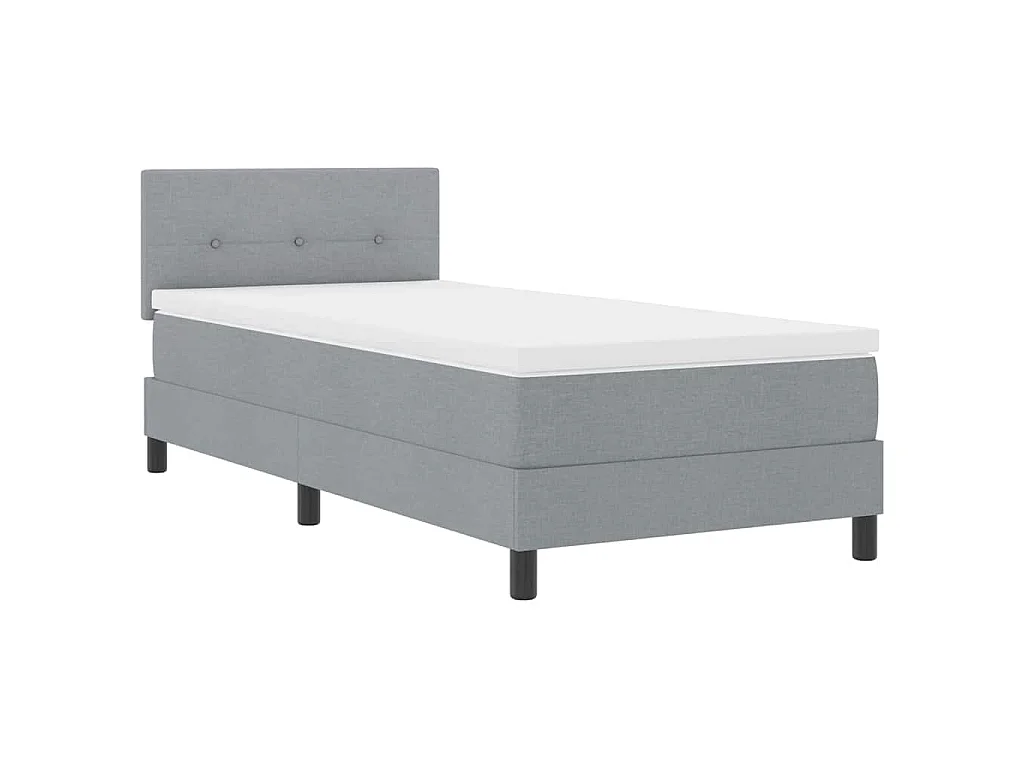 Letto a molle con testiera Grigio chiaro 90 x 190 cm Tessuto