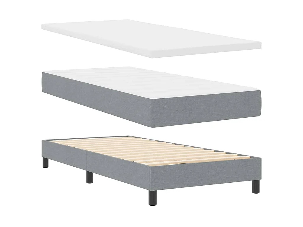 Letto a molle con testiera Grigio chiaro 90 x 190 cm Tessuto