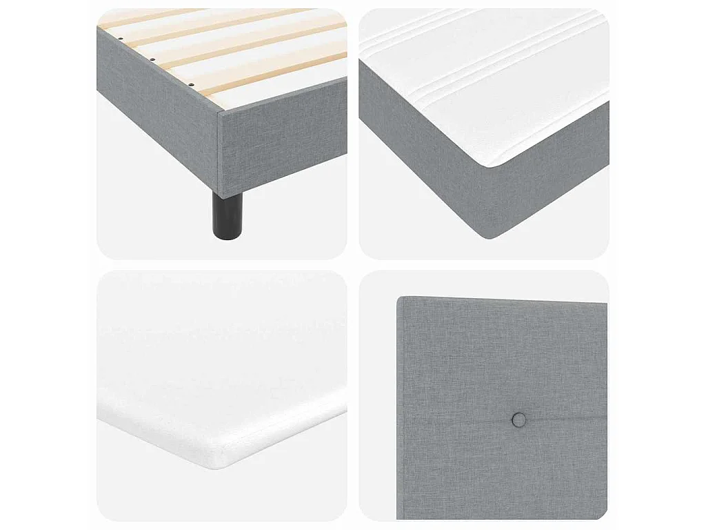 Letto a molle con testiera Grigio chiaro 90 x 190 cm Tessuto