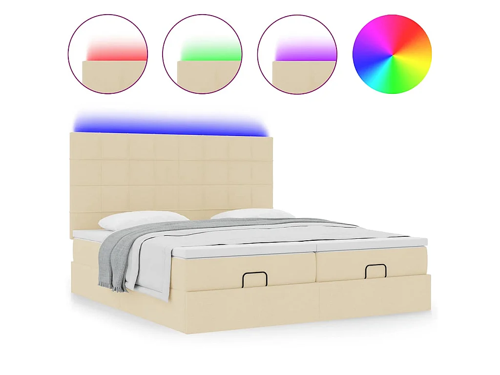 Estrutura de cama otomana com colchões tecido creme 180x200cm