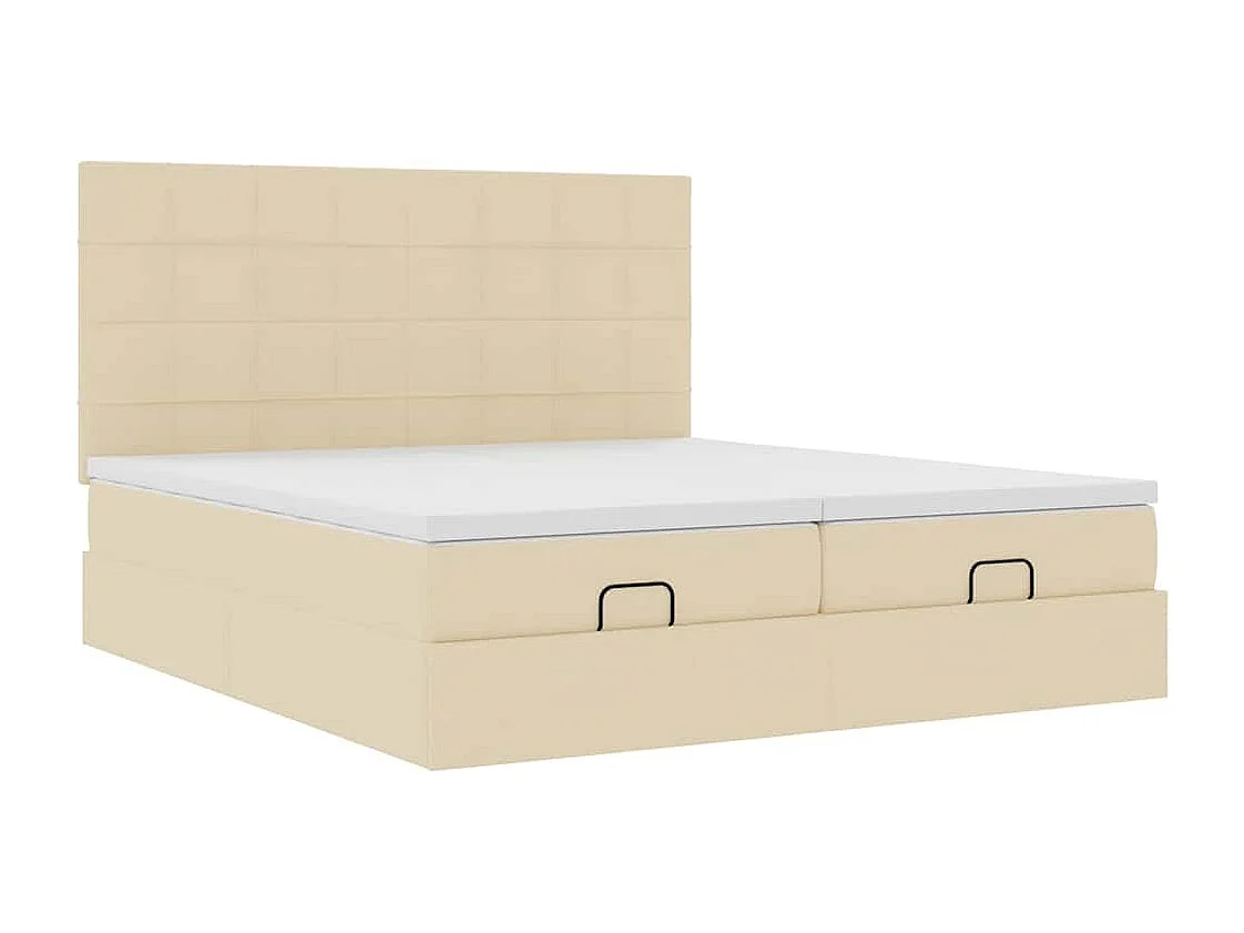 Estrutura de cama otomana com colchões tecido creme 180x200cm