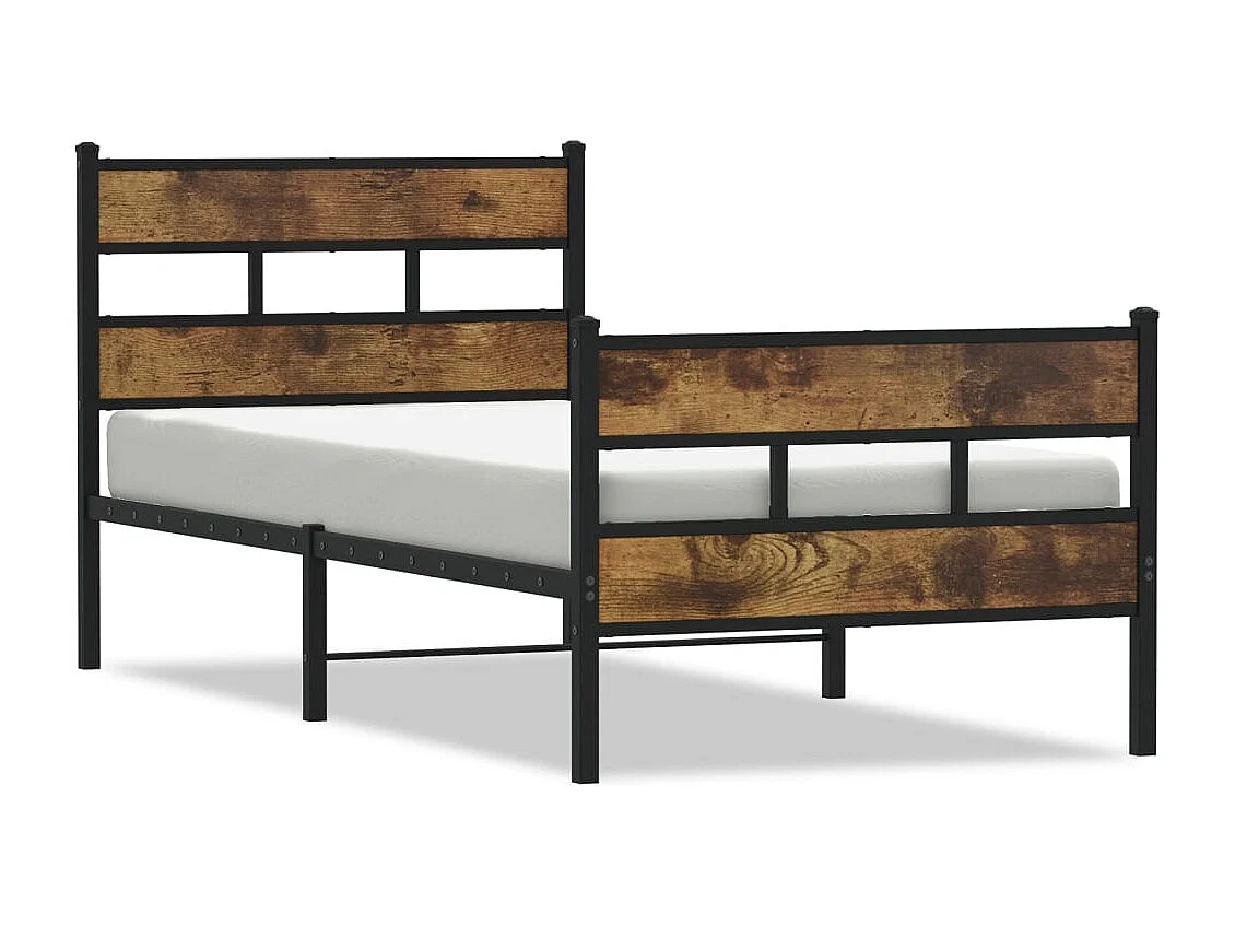 Cadre de lit en métal sans matelas chêne fumé 90x200 cm