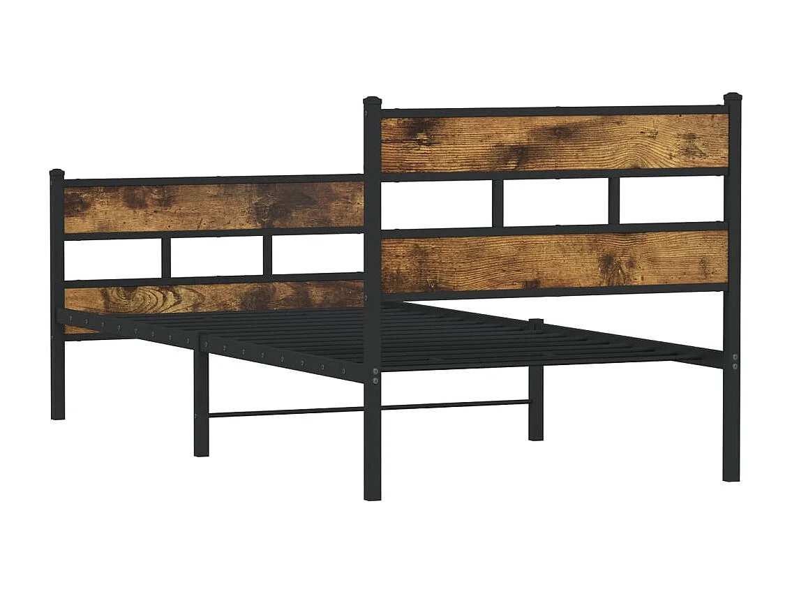 Cadre de lit en métal sans matelas chêne fumé 90x200 cm