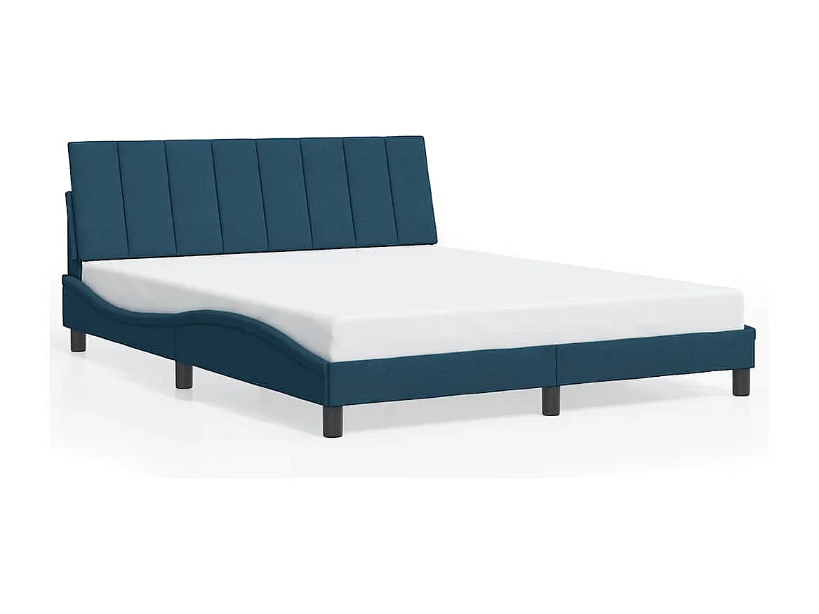 Giroletto con LED senza Materasso Hanko Blu 160x200 cm in Velluto