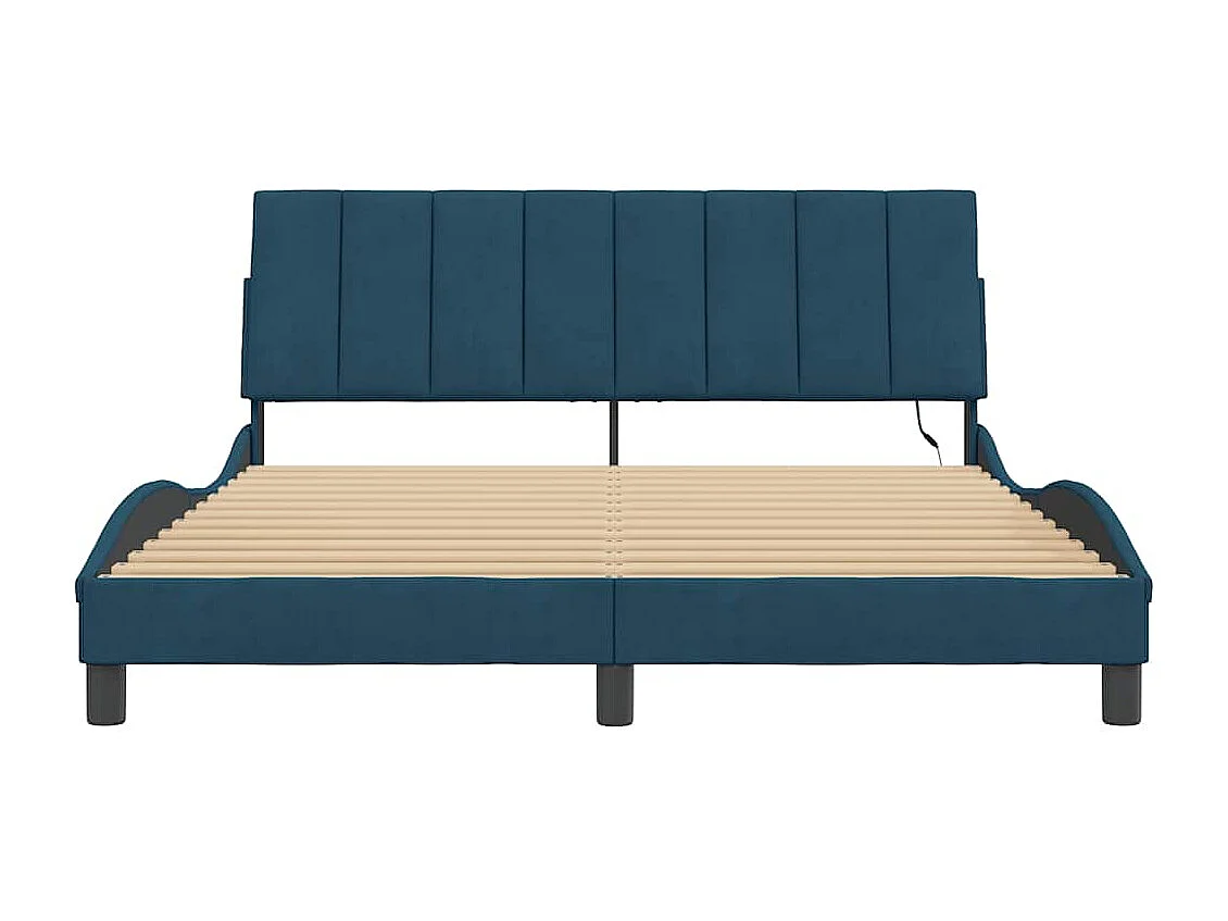 Giroletto con LED senza Materasso Hanko Blu 160x200 cm in Velluto