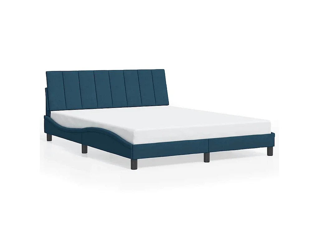 Bedframe met LED zonder matras "Hanko" fluweel blauw 160x200 cm