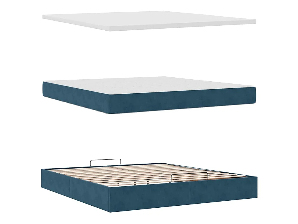 Struttura Letto Pouf con Materasso 160x200 cm in Velluto