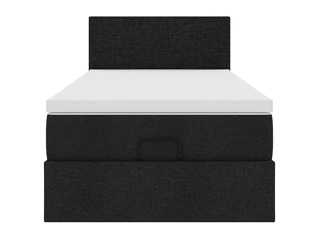 Pouf Letto con Materasso Nero 90x200 cm in Tessuto