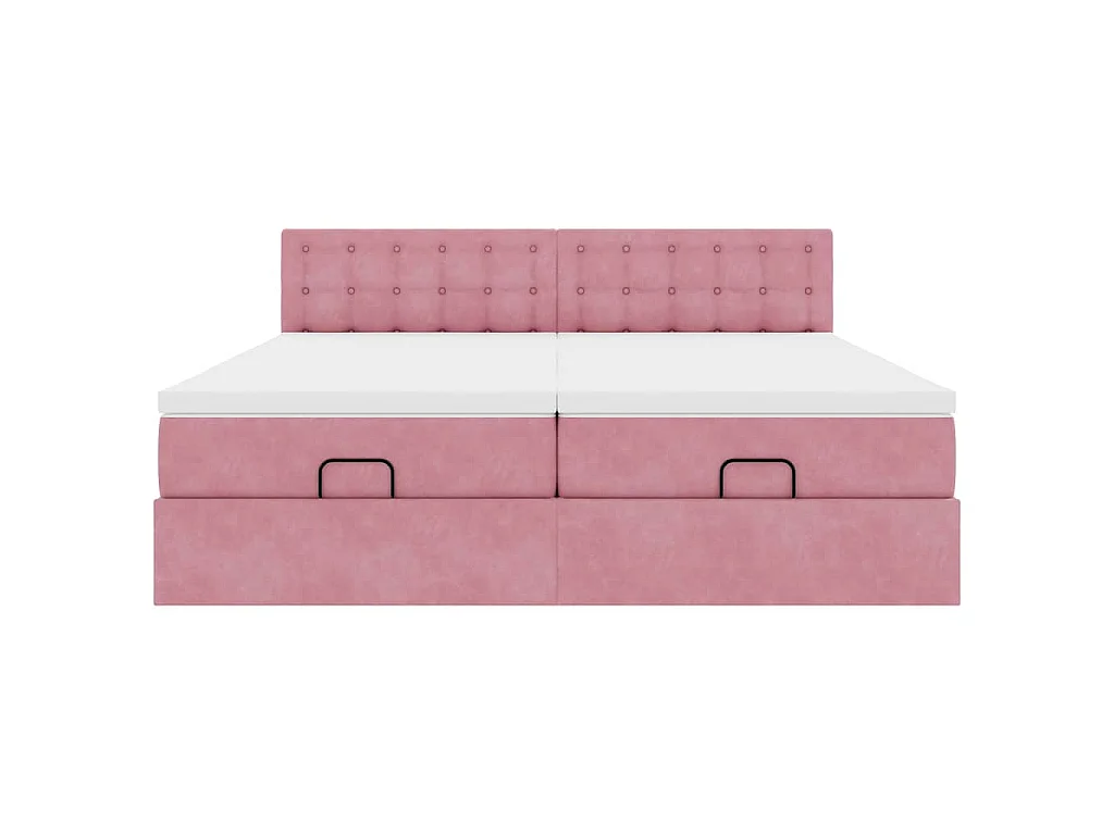 Ottoman bed met matrassen en LED's 180x200cm fluweel roze