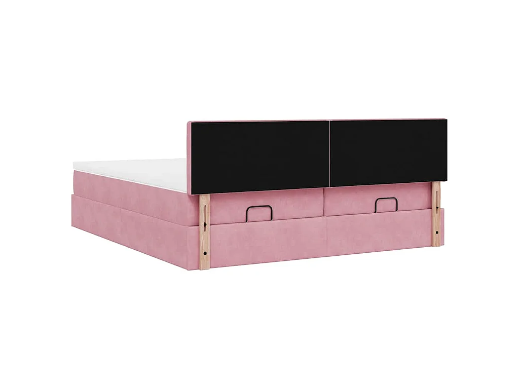 Ottoman bed met matrassen en LED's 180x200cm fluweel roze
