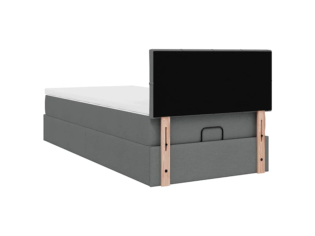 Cadre de lit ottoman avec matelas gris foncé 90x190 cm tissu