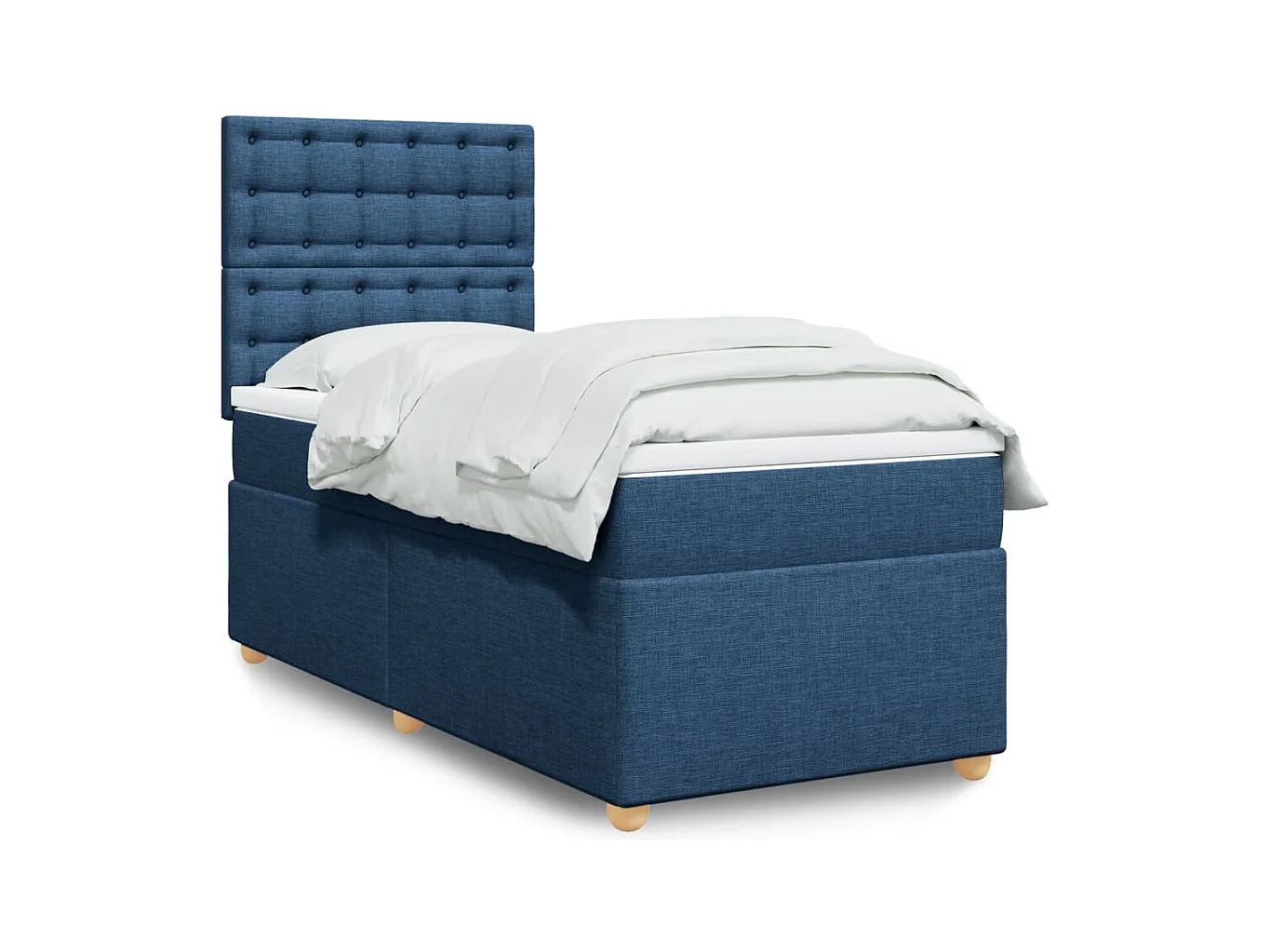 Cama com molas/colchão 90x200 cm tecido azul