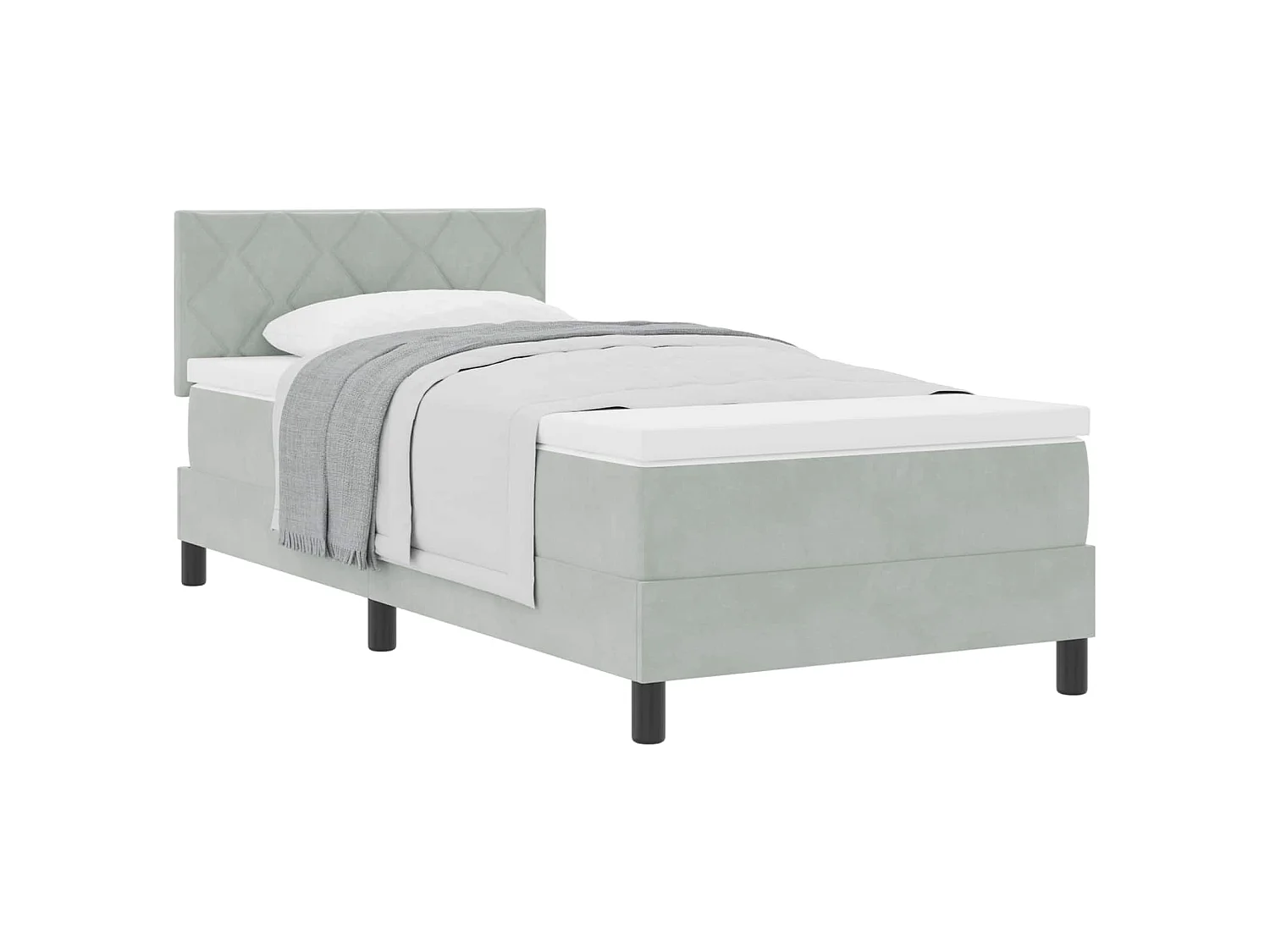 Boxspringbed met hoofdeinde Lichtgrijs 90 x 200 cm Fluweel
