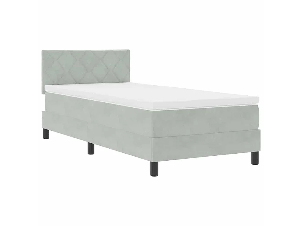 Boxspringbed met hoofdeinde Lichtgrijs 90 x 200 cm Fluweel