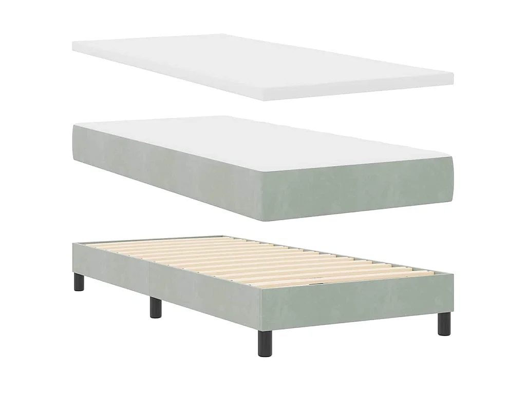 Boxspringbed met hoofdeinde Lichtgrijs 90 x 200 cm Fluweel