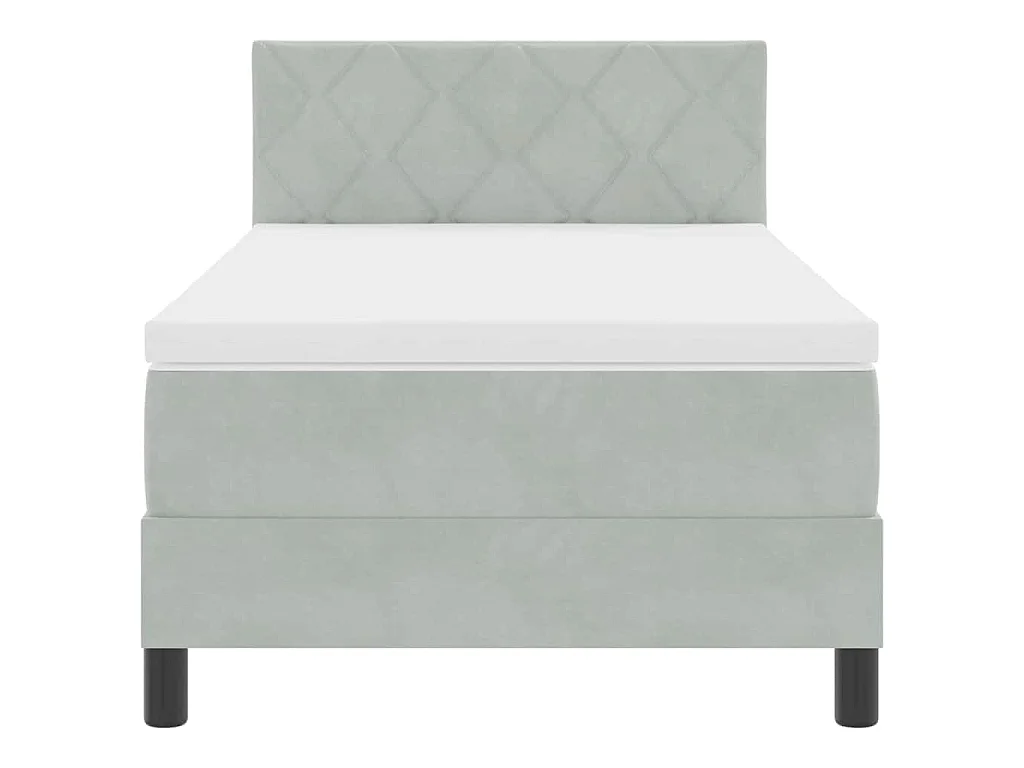 Boxspringbed met hoofdeinde Lichtgrijs 90 x 200 cm Fluweel