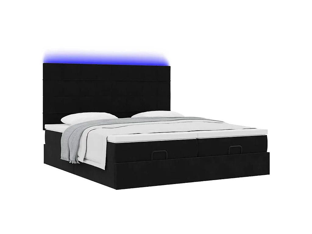 Estructura de cama otomana colchones terciopelo negra 160x200cm
