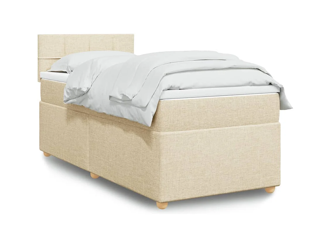 Sommier à lattes de lit avec matelas Crème 90x200 cm Tissu