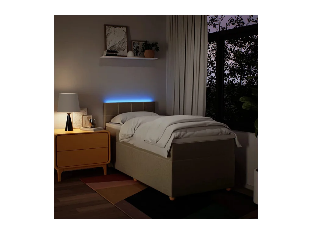 Sommier à lattes de lit avec matelas Crème 90x200 cm Tissu