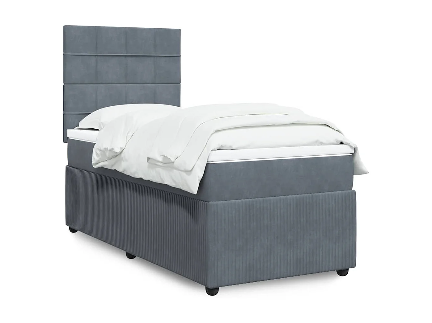 Giroletto a Molle con Materasso Grigio Scuro 90x200 cm Velluto